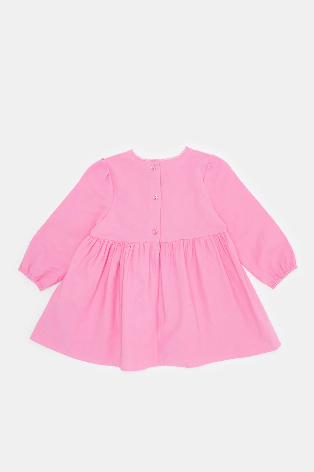 Infant Girls Pink Flower Embellished Dress