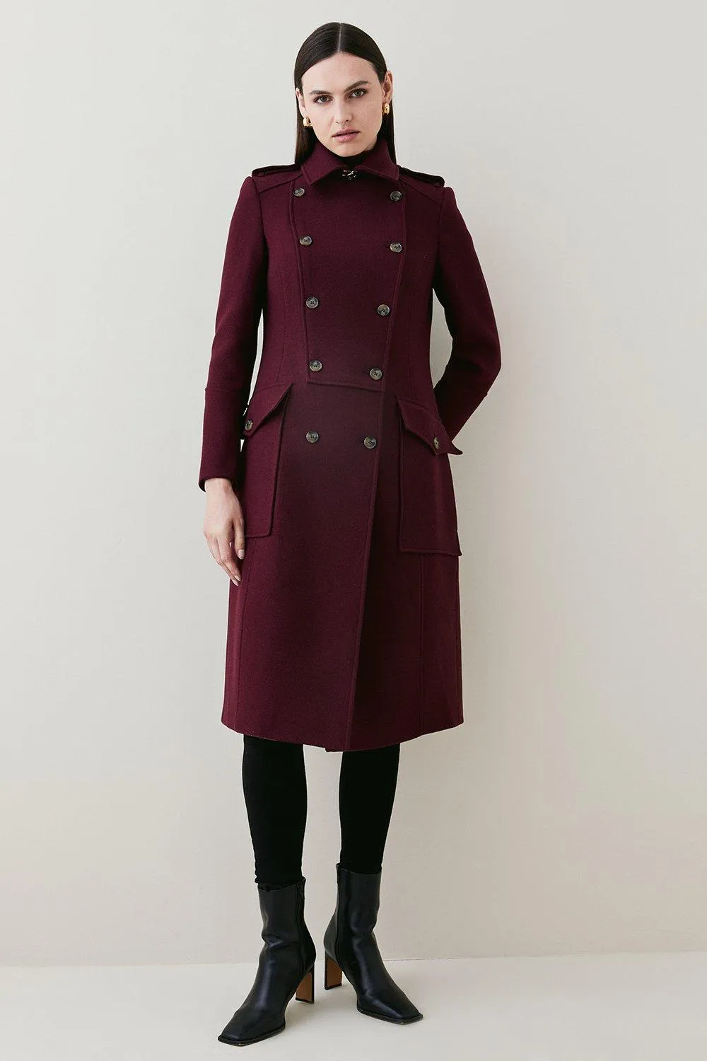 Italian Wool Military Coat Karen Millen - Shop Now