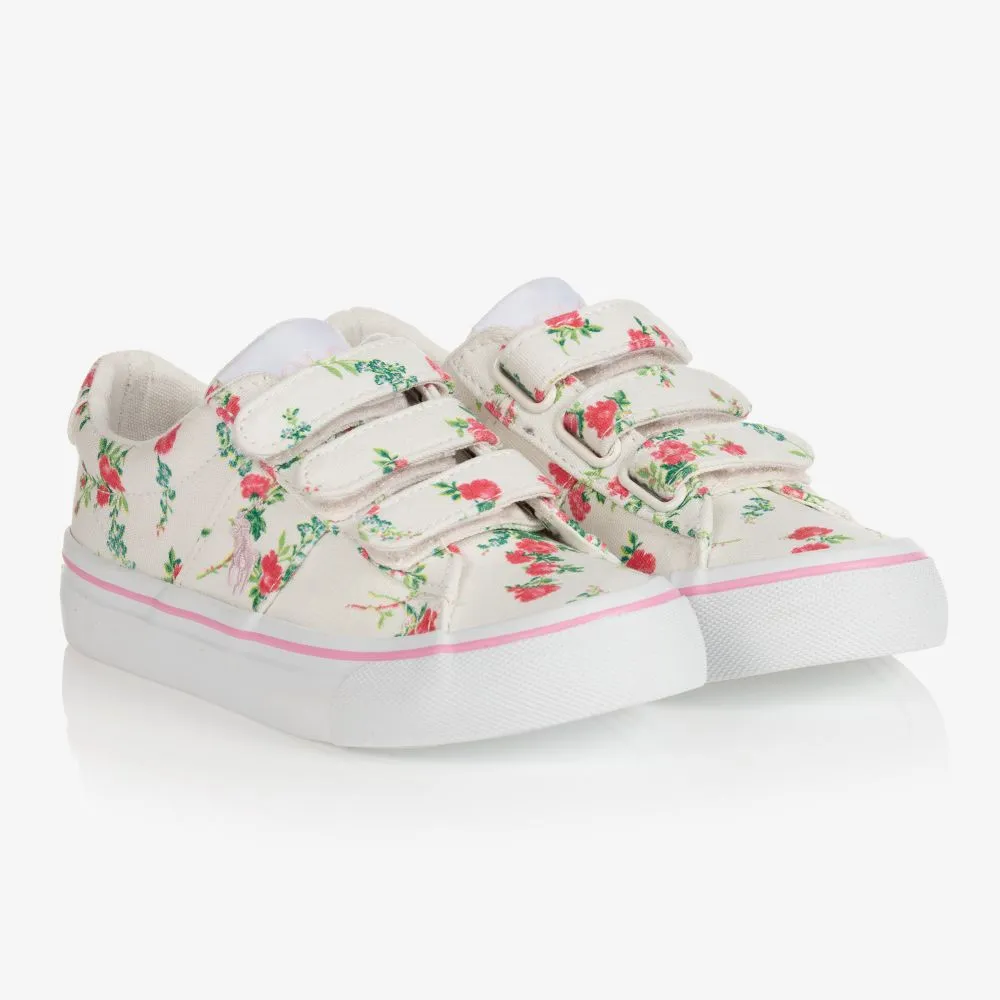 Ivory Floral Velcro Trainers