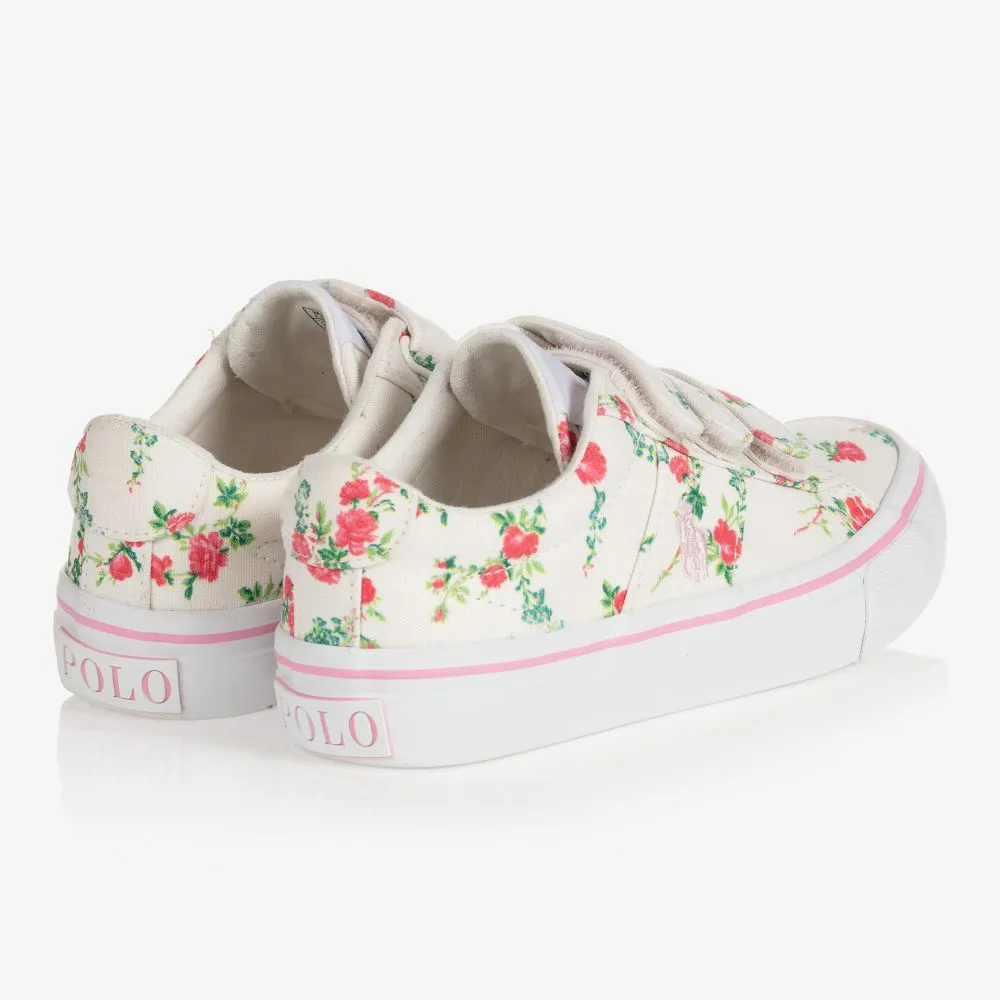 Ivory Floral Velcro Trainers