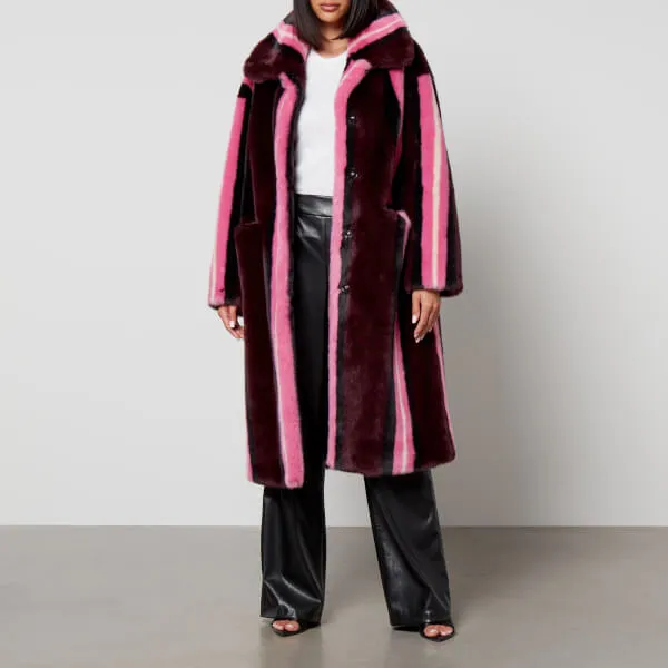 Jakke Kelly Vegan Fur Coat with Stripes