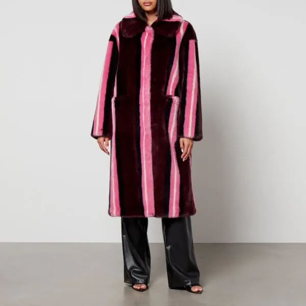 Jakke Kelly Vegan Fur Coat with Stripes