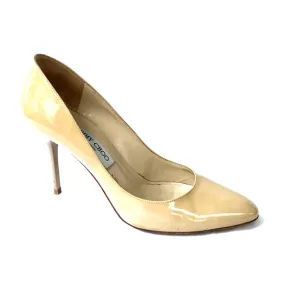 JIMMY CHOO beige patent leather heels