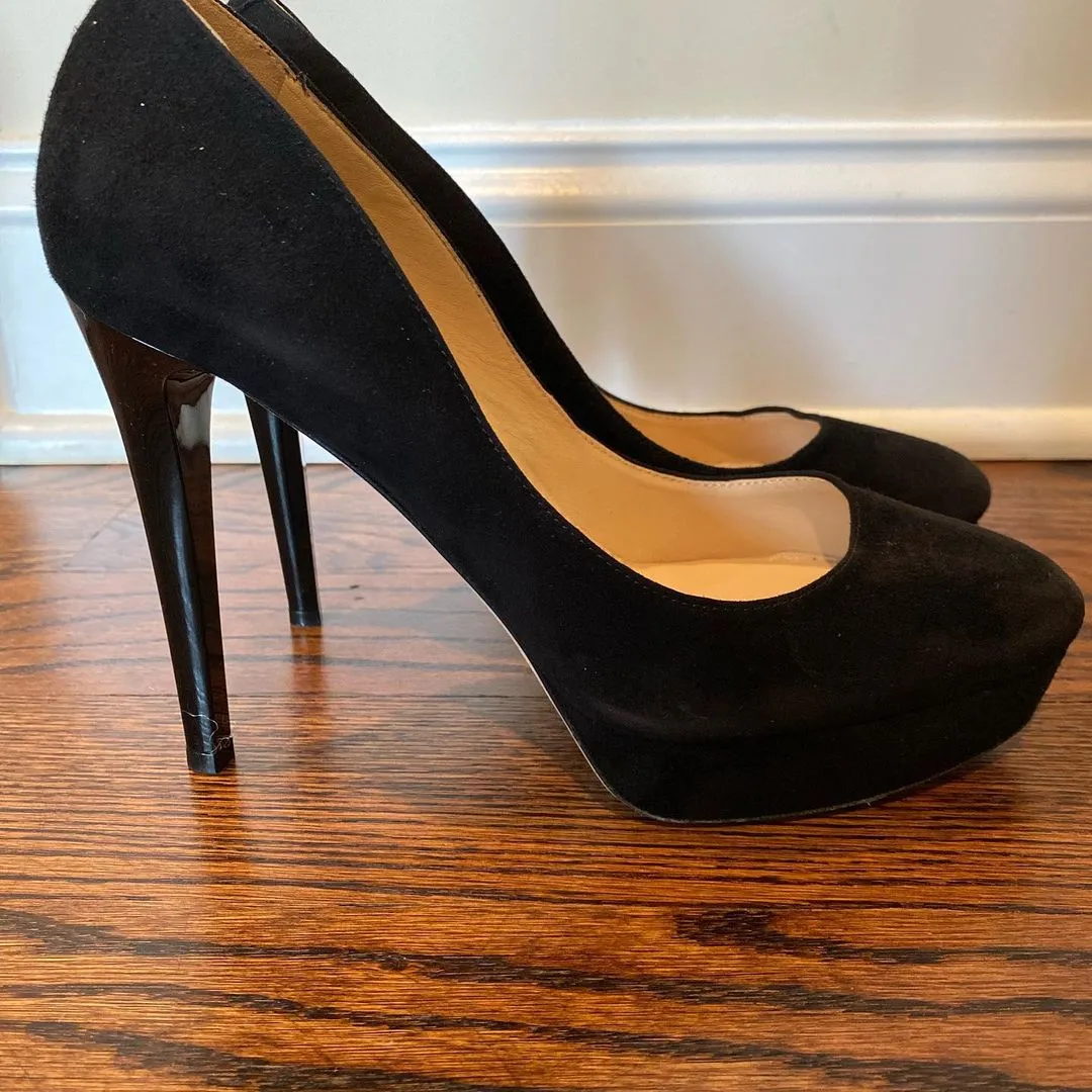 Jimmy Choo Black Suede Platform Heels Size 39 1/2