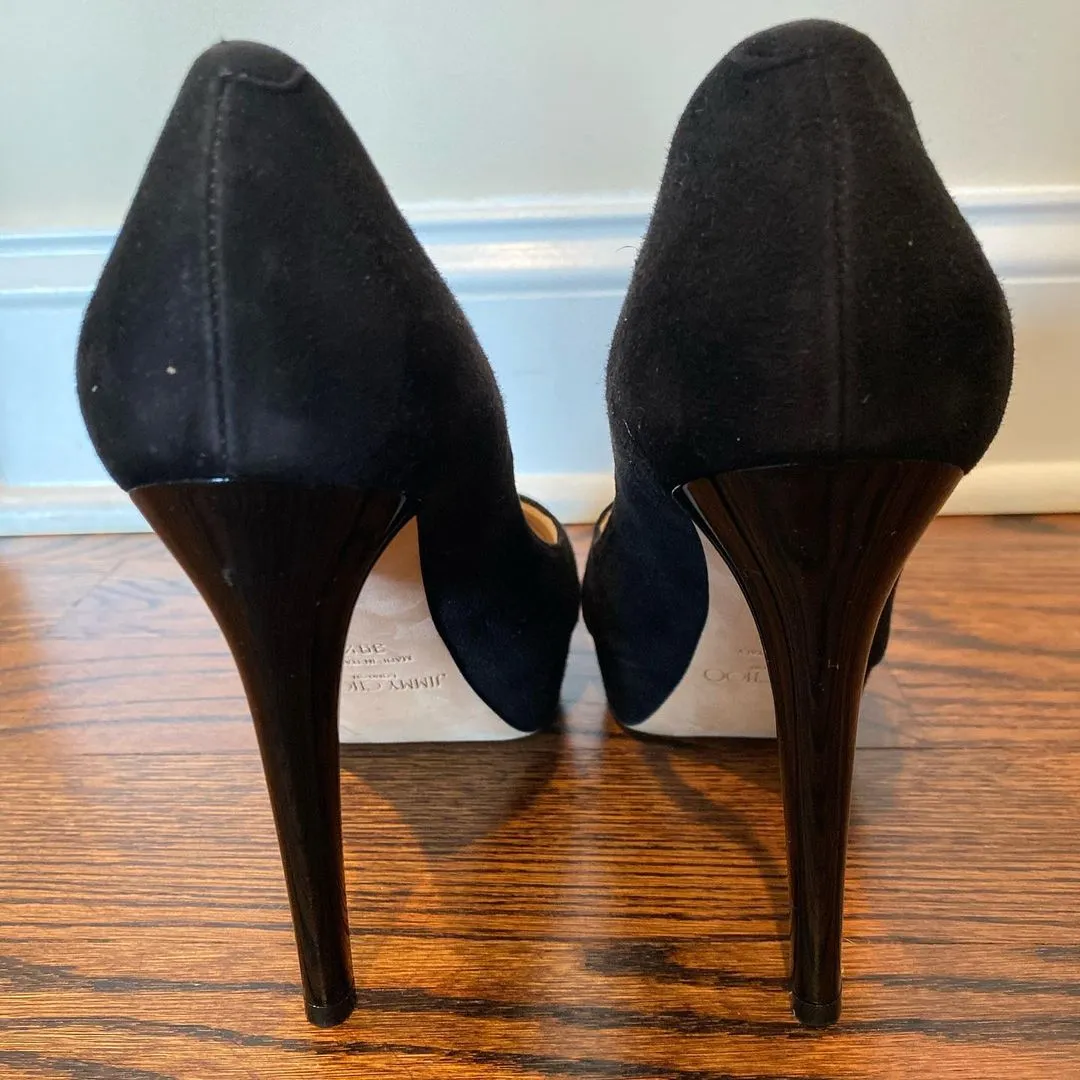 Jimmy Choo Black Suede Platform Heels Size 39 1/2