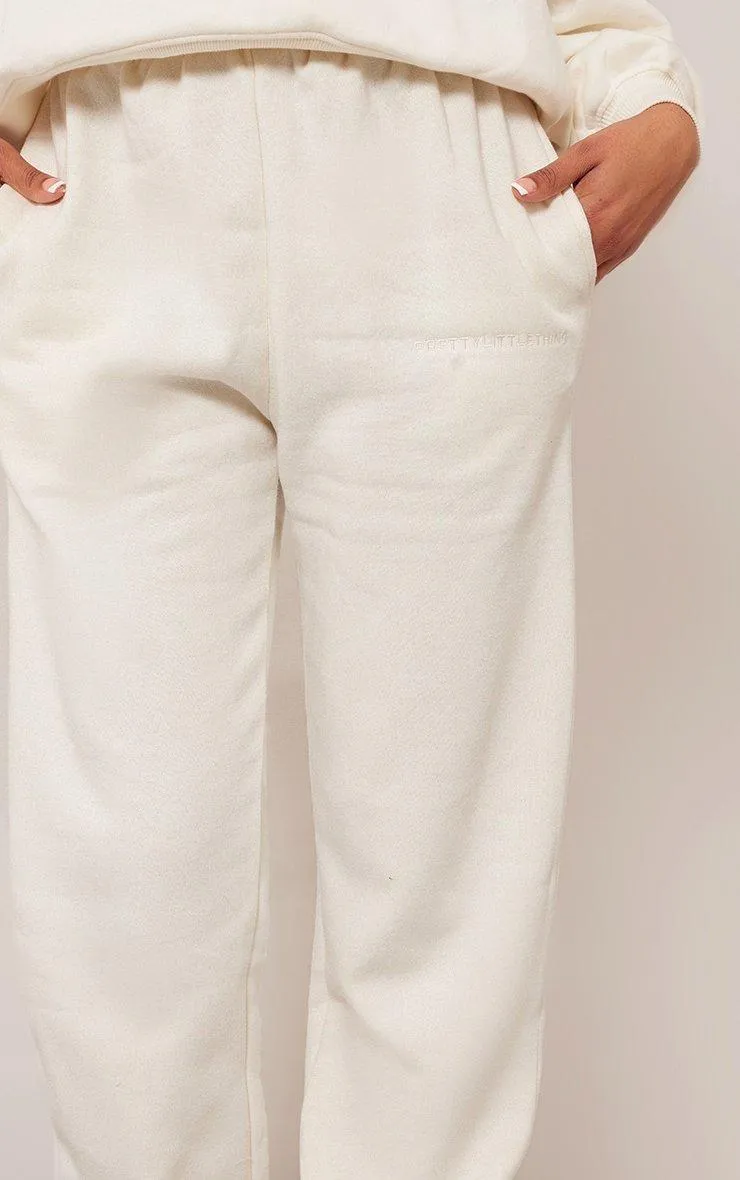 Tall Cream Embroidered Oversized Cuff Joggers