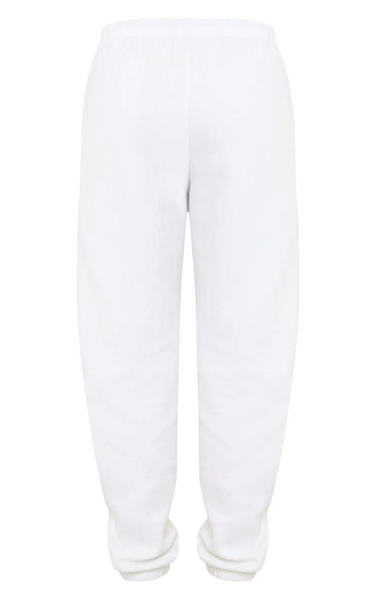 White Slogan Copyright Joggers