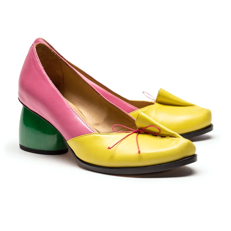 JULI Bouquet | Pink Yellow Leather Heels