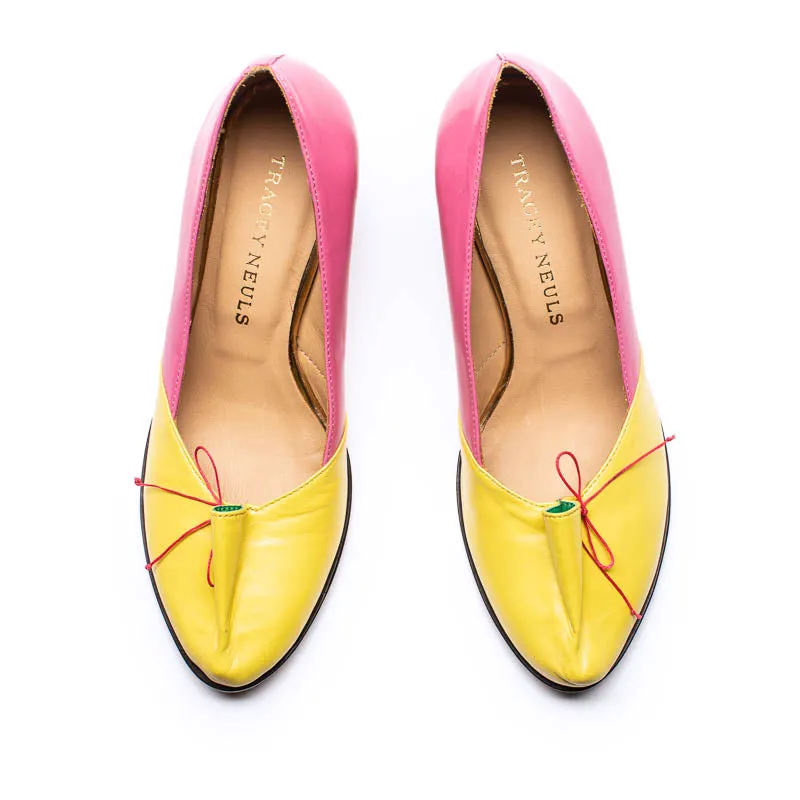 JULI Bouquet | Pink Yellow Leather Heels