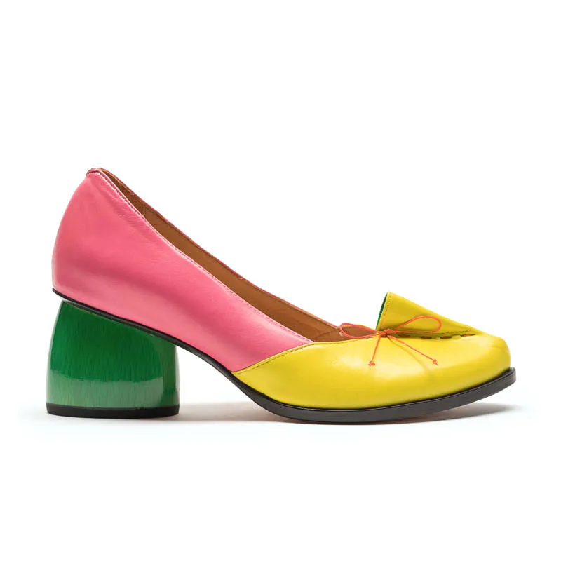 JULI Bouquet | Pink Yellow Leather Heels