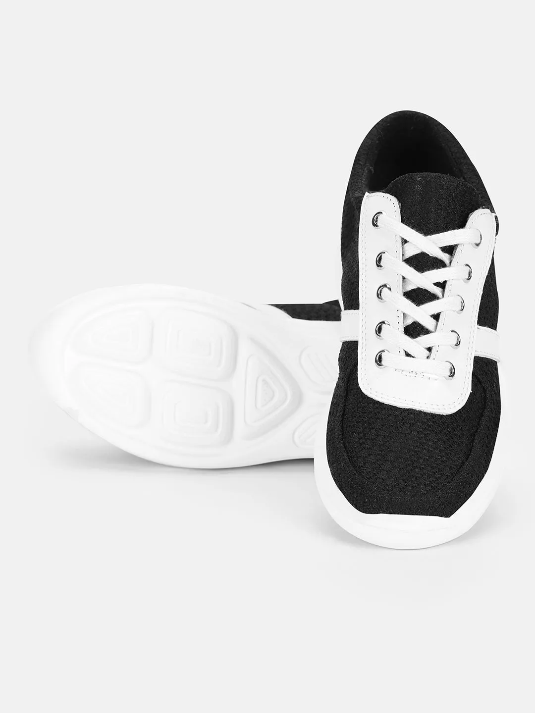 JUMP USA Women's Textured Black Smart Casual Sneakers Shoes