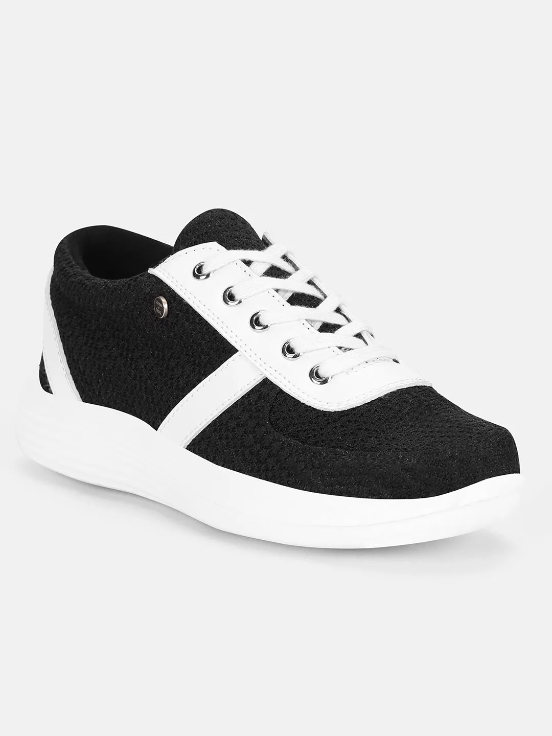 JUMP USA Women's Textured Black Smart Casual Sneakers Shoes