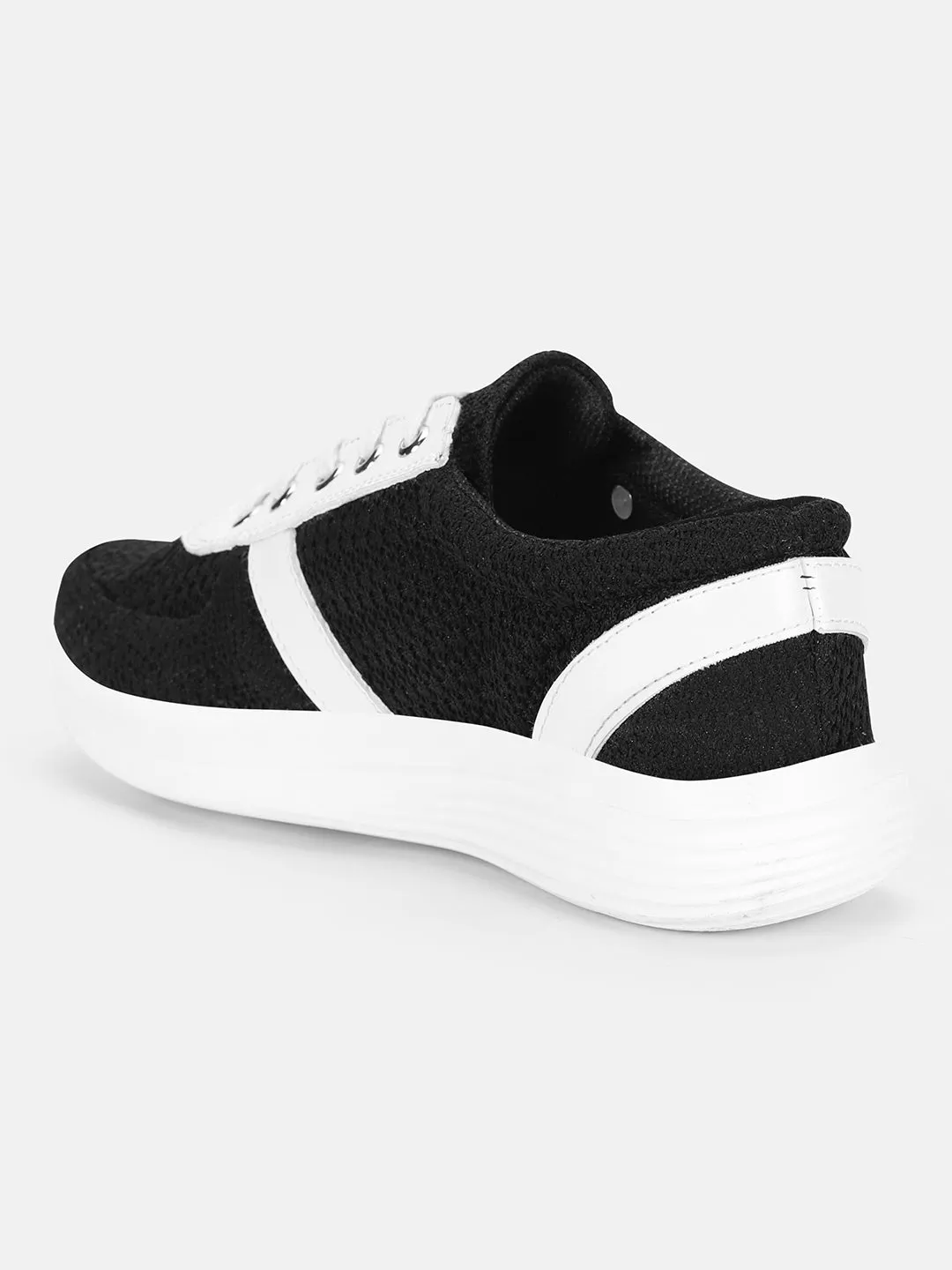 JUMP USA Women's Textured Black Smart Casual Sneakers Shoes