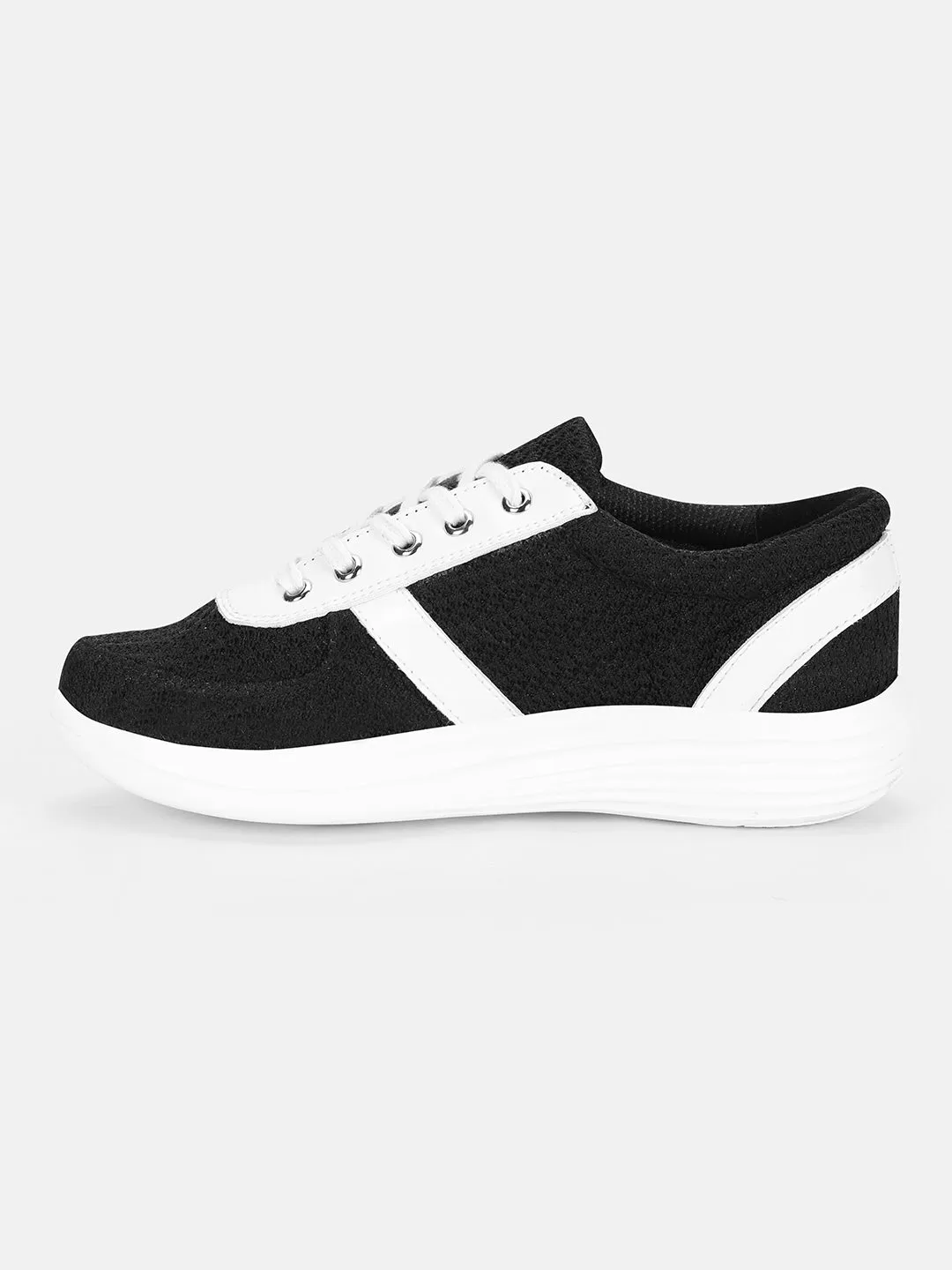 JUMP USA Women's Textured Black Smart Casual Sneakers Shoes