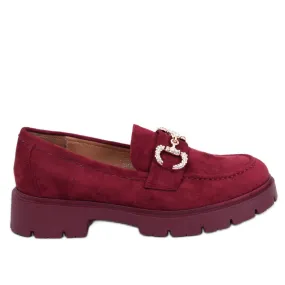 Wine Suede Buckle Moccasins