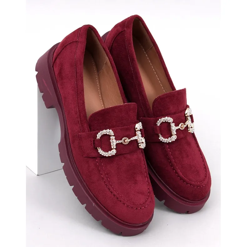 Wine Suede Buckle Moccasins