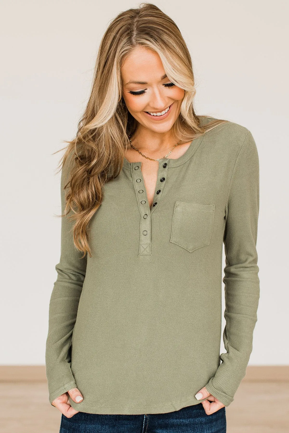 Olive Keep Moving Forward Knit Top