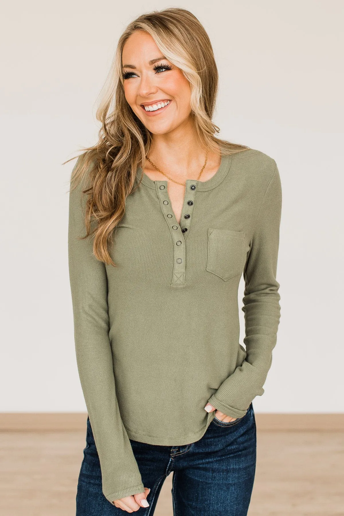 Olive Keep Moving Forward Knit Top