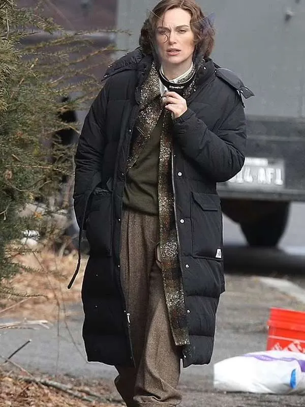 Keira Knightley Black Puffer Coat - Boston Strangler