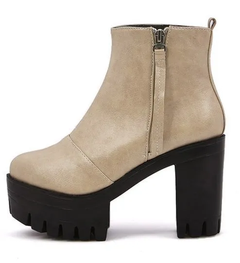 Military Style Chunky Heel Boots