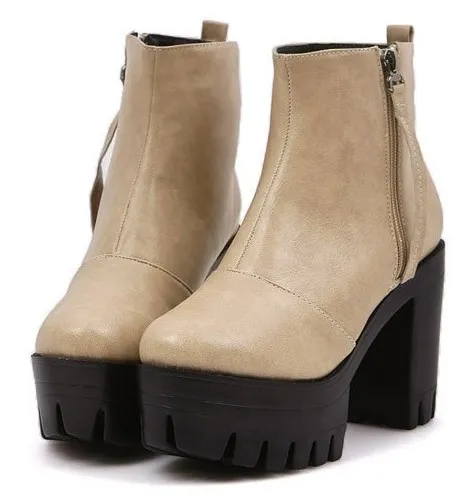 Military Style Chunky Heel Boots