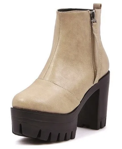 Military Style Chunky Heel Boots