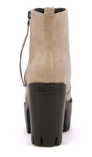 Military Style Chunky Heel Boots