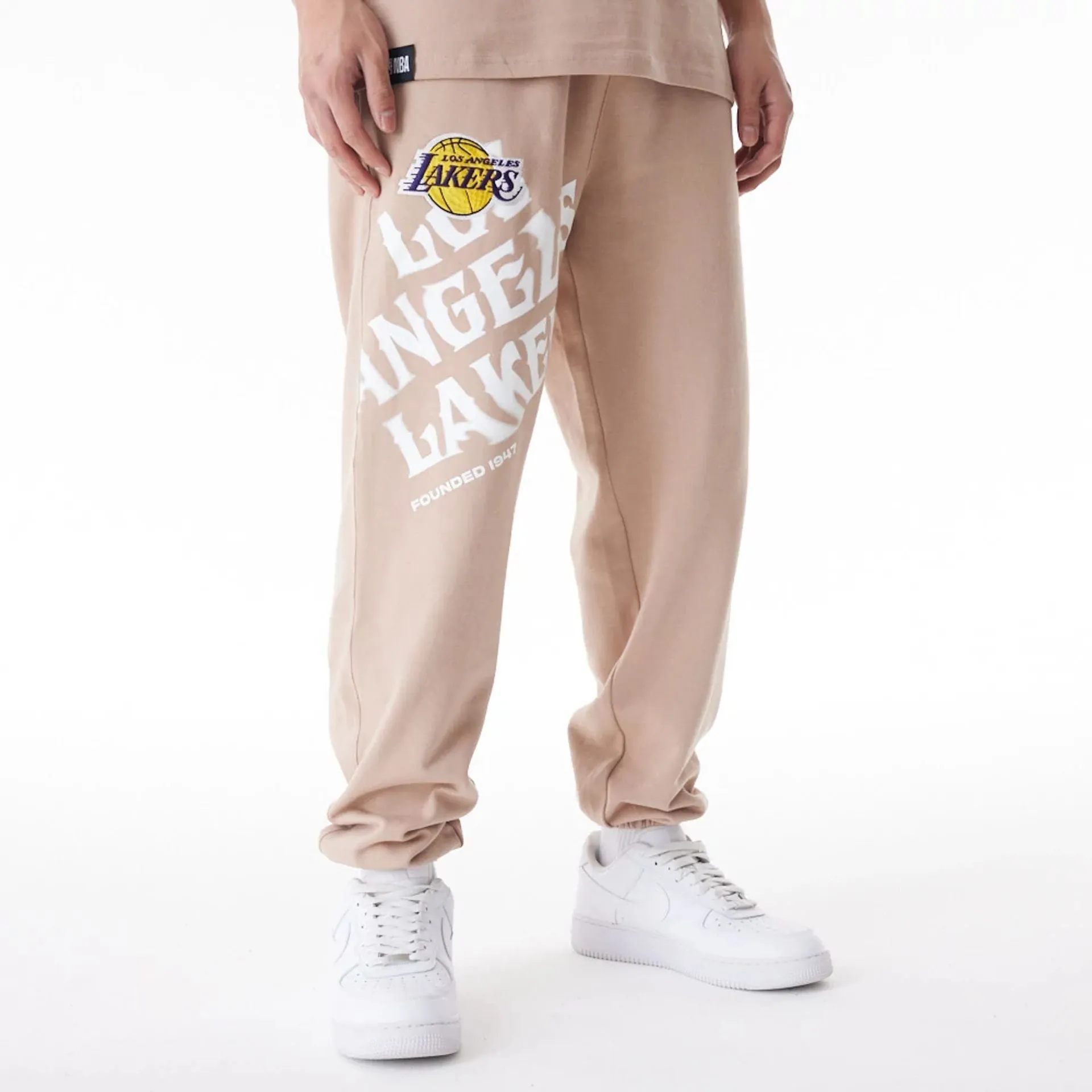 LA Lakers NBA Graphic Beige Joggers