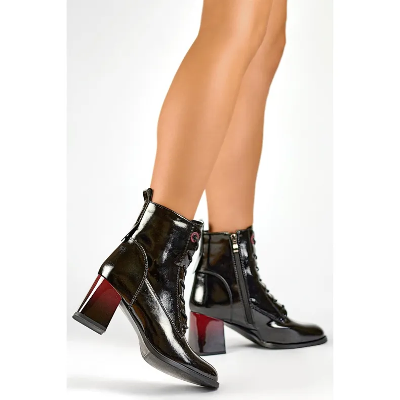 Lace-up Women's Elegant Patent Leather Black Knee-high Boots