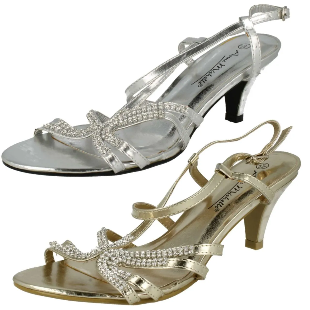 Ladies Anne Michelle Diamante Detail Cross Over Heels