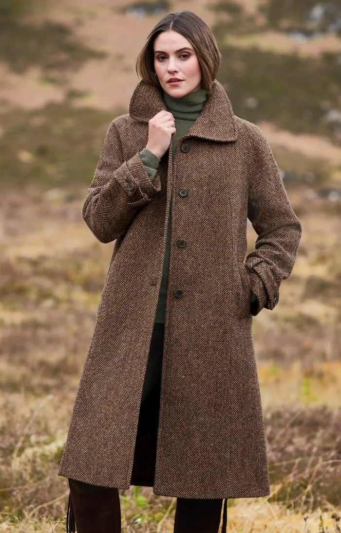 British Tweed Raglan Coat Full Length