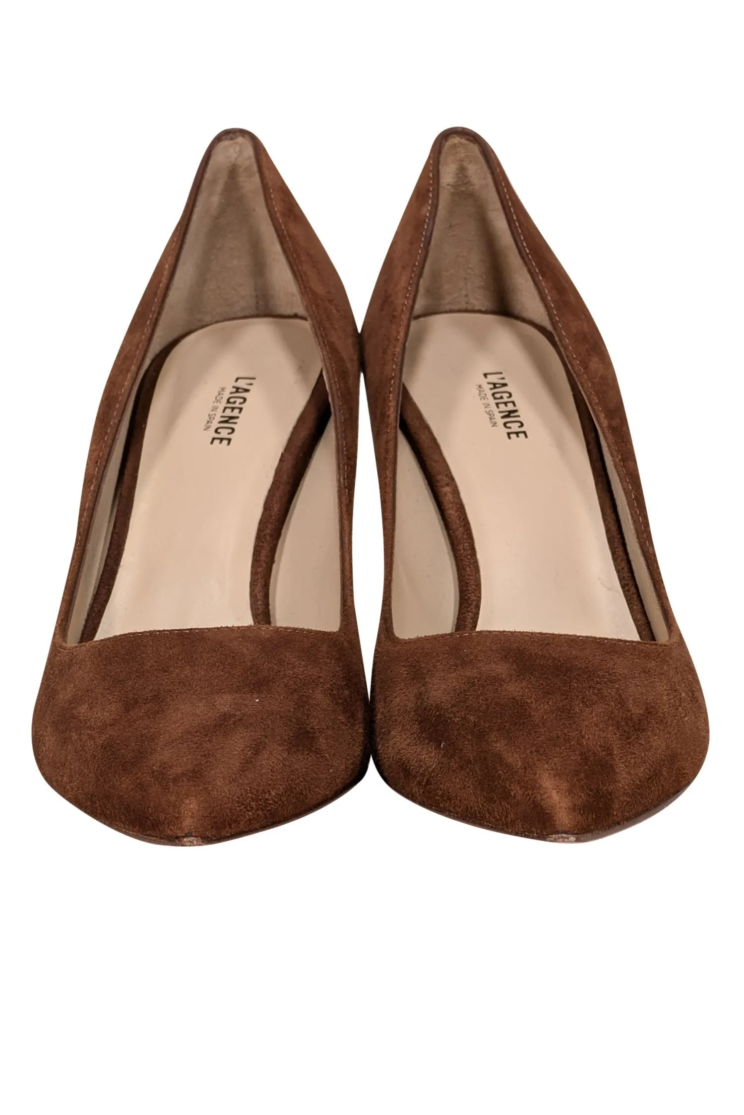 L'Agence - Chestnut Tan Suede Pointed Toe Heels Sz 8.5