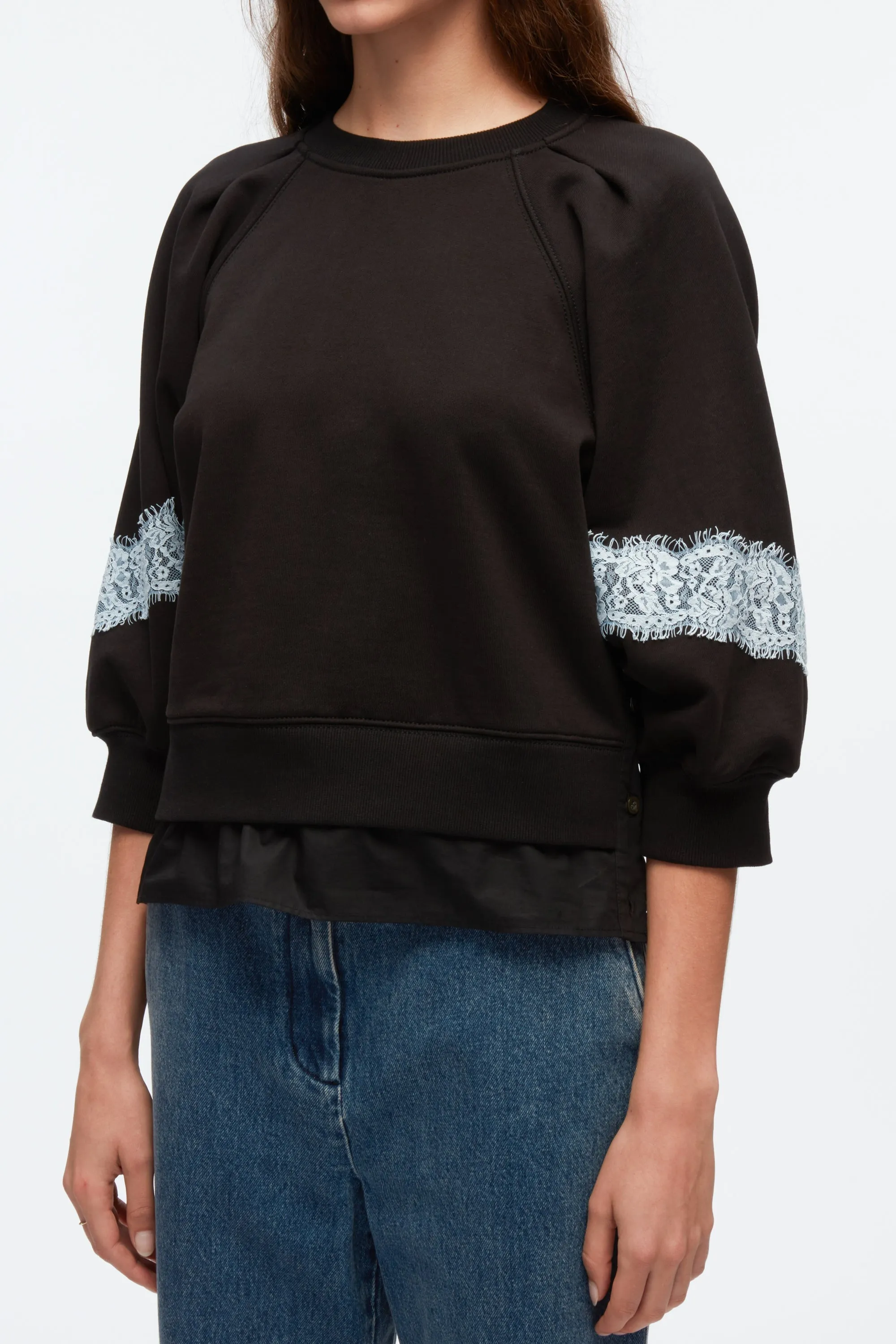 Lantern Sleeve Cotton Sweatshirt