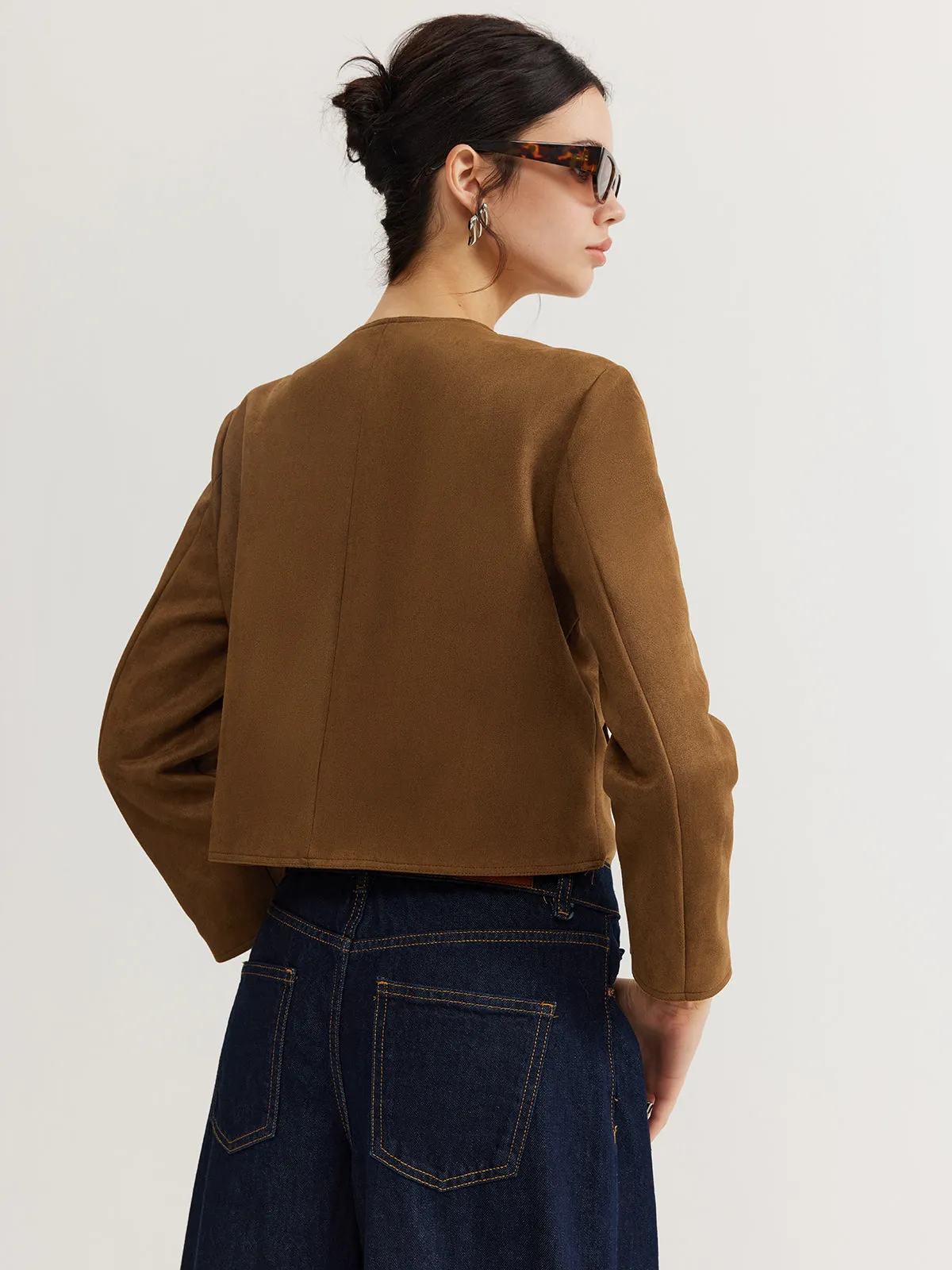 Leisure Button Suede Trench Coat