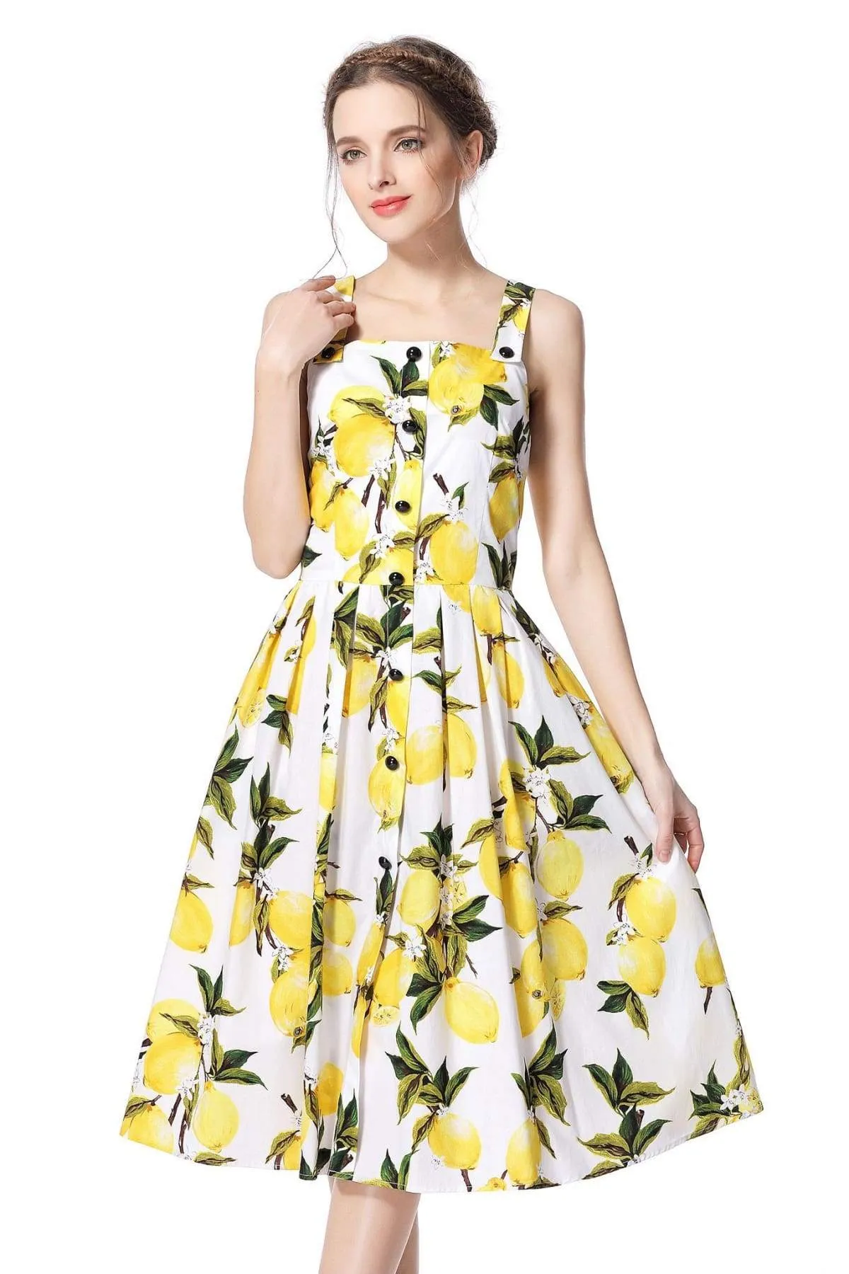 Lemon Strap Dress Rockabilly Swing Dress