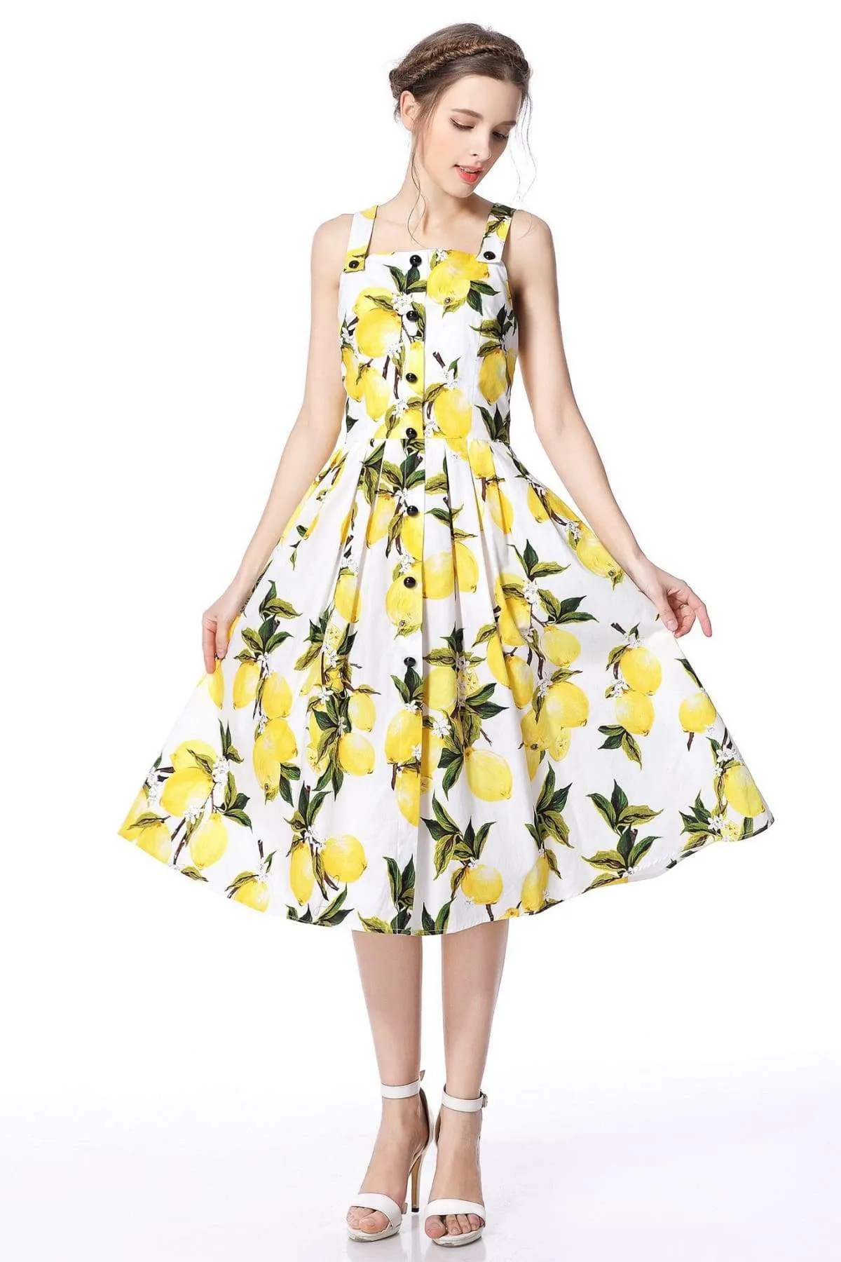 Lemon Strap Dress Rockabilly Swing Dress