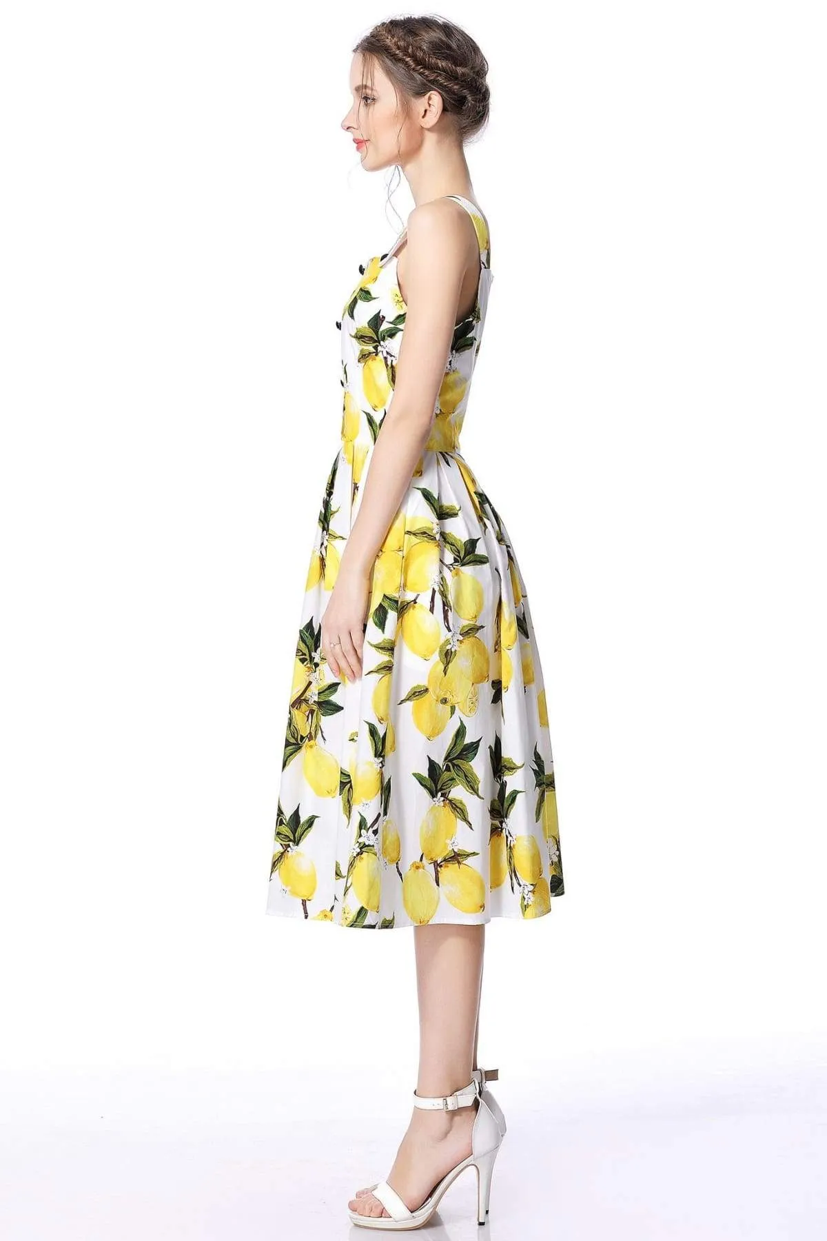 Lemon Strap Dress Rockabilly Swing Dress