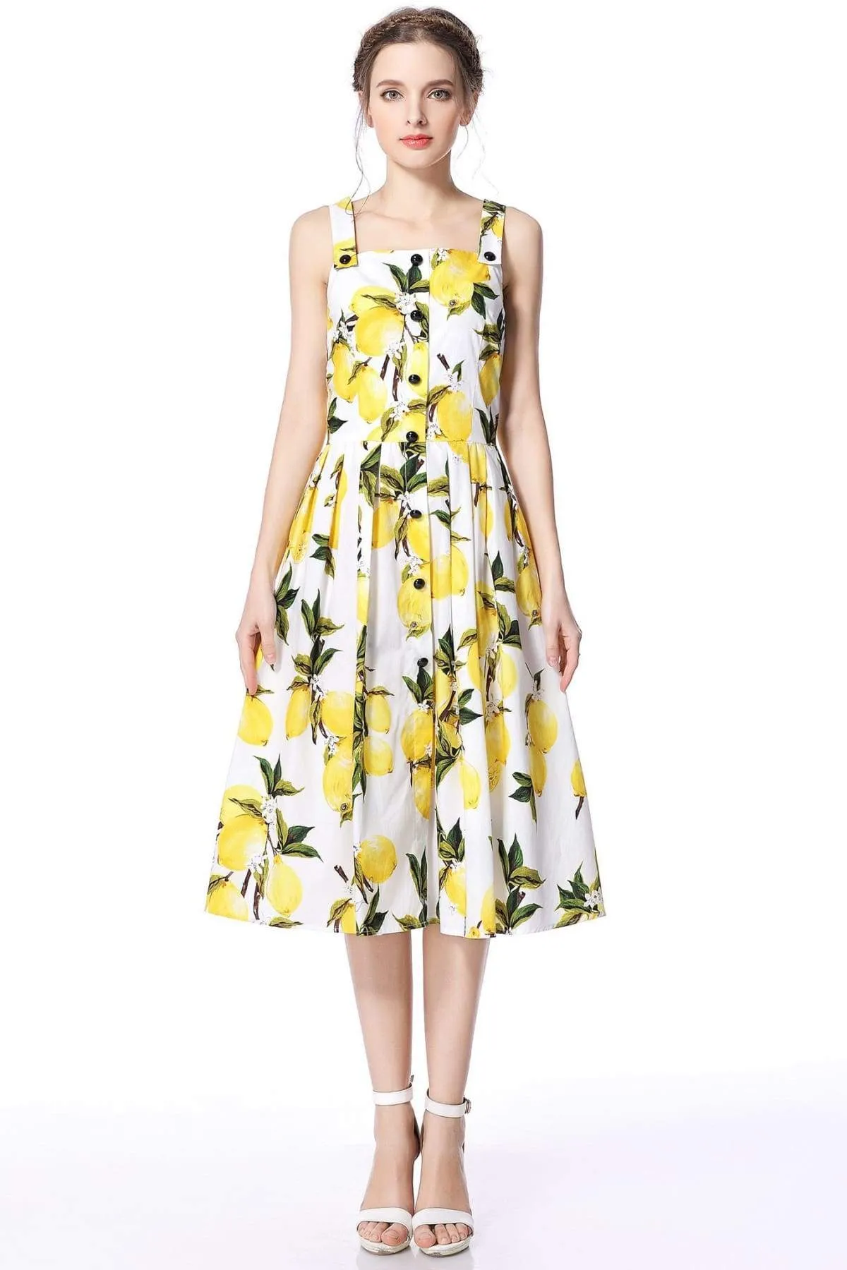 Lemon Strap Dress Rockabilly Swing Dress