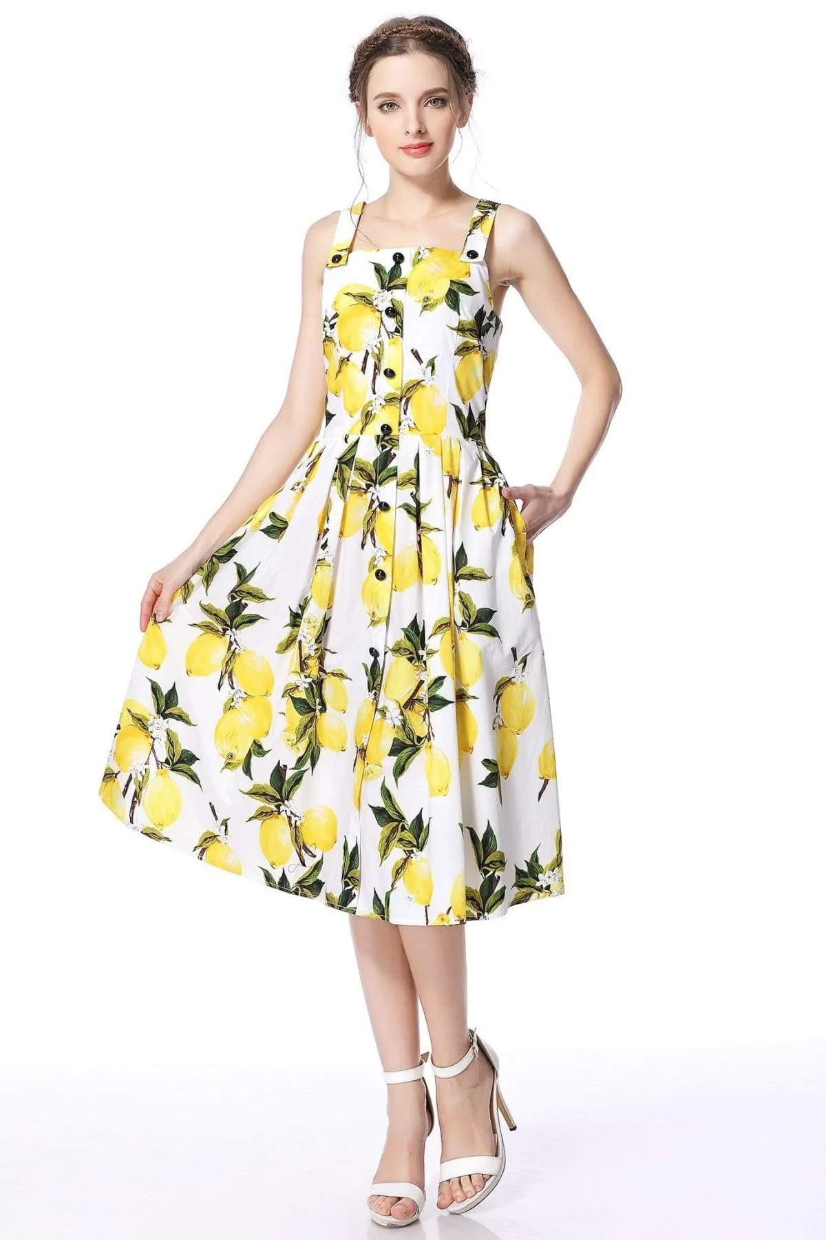 Lemon Strap Dress Rockabilly Swing Dress