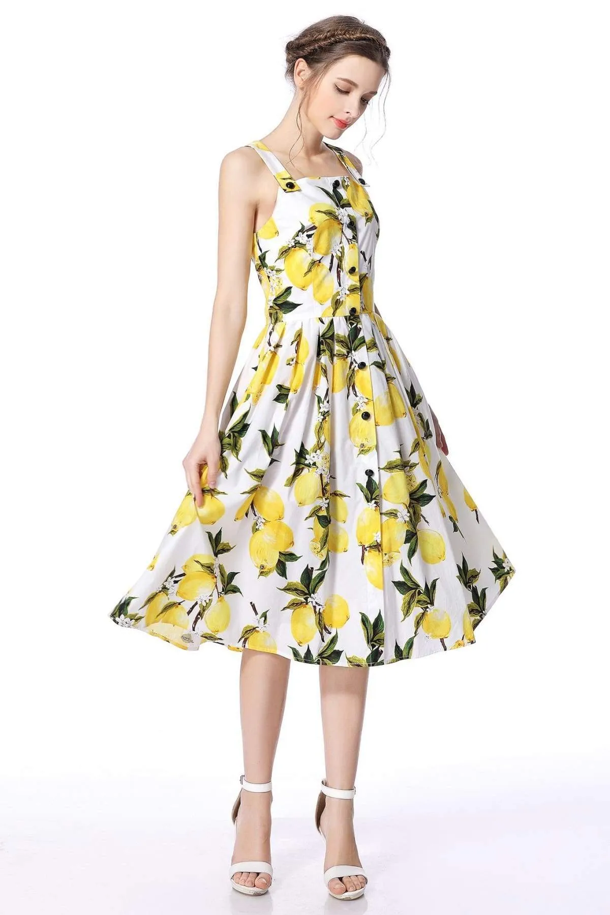 Lemon Strap Dress Rockabilly Swing Dress