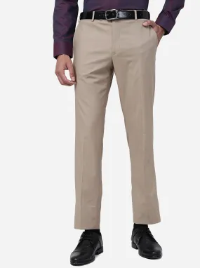 Light Brown Solid Slim Fit Formal Trouser Metal - Shop Now