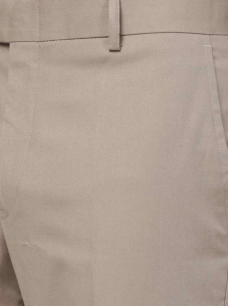 Light Brown Solid Slim Fit Formal Trouser Metal - Shop Now