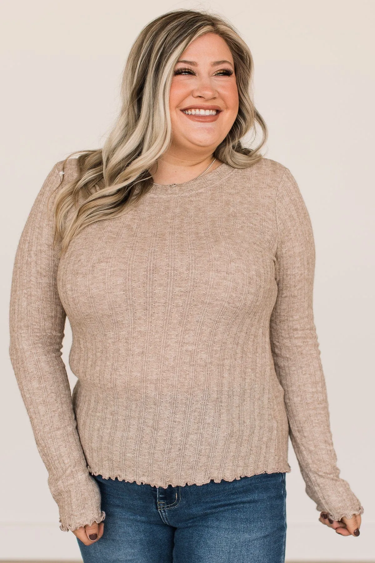 Light Taupe Knit Top - Love Endures