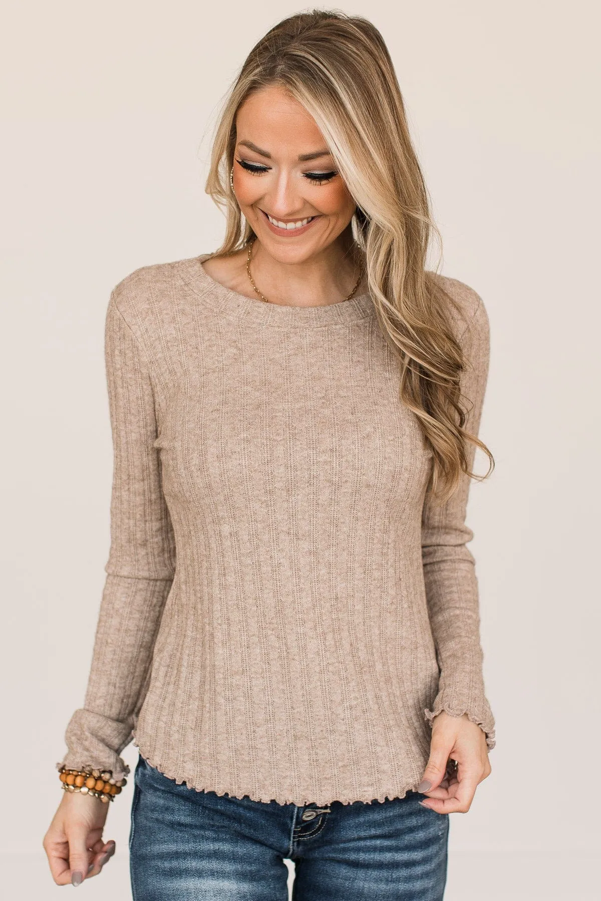 Light Taupe Knit Top - Love Endures