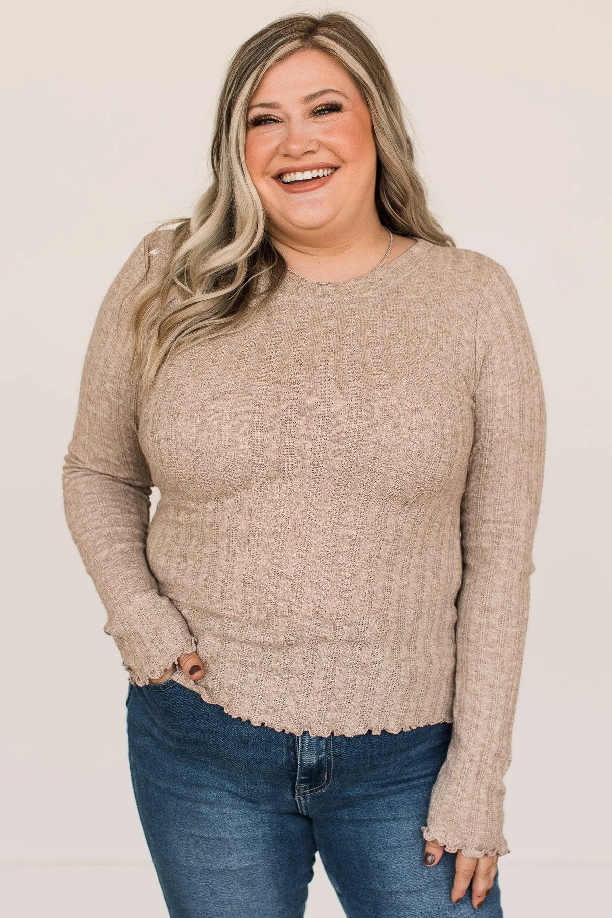 Light Taupe Knit Top - Love Endures