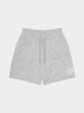 LIGHTWEIGHT FLUFFY KNIT EMBLEM SHORTS - GREY MARL