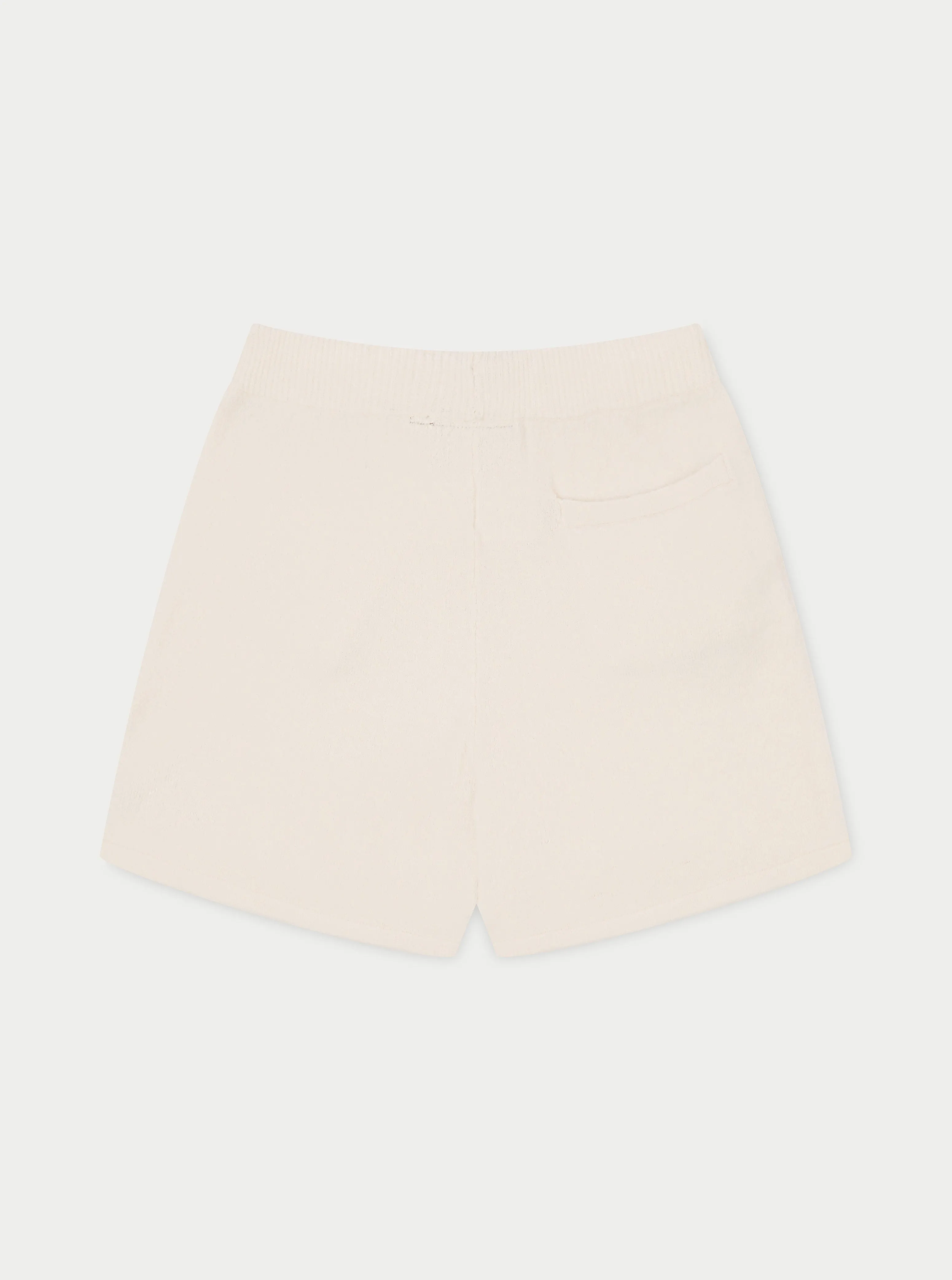 LIGHTWEIGHT FLUFFY KNIT EMBLEM SHORTS - OFF WHITE