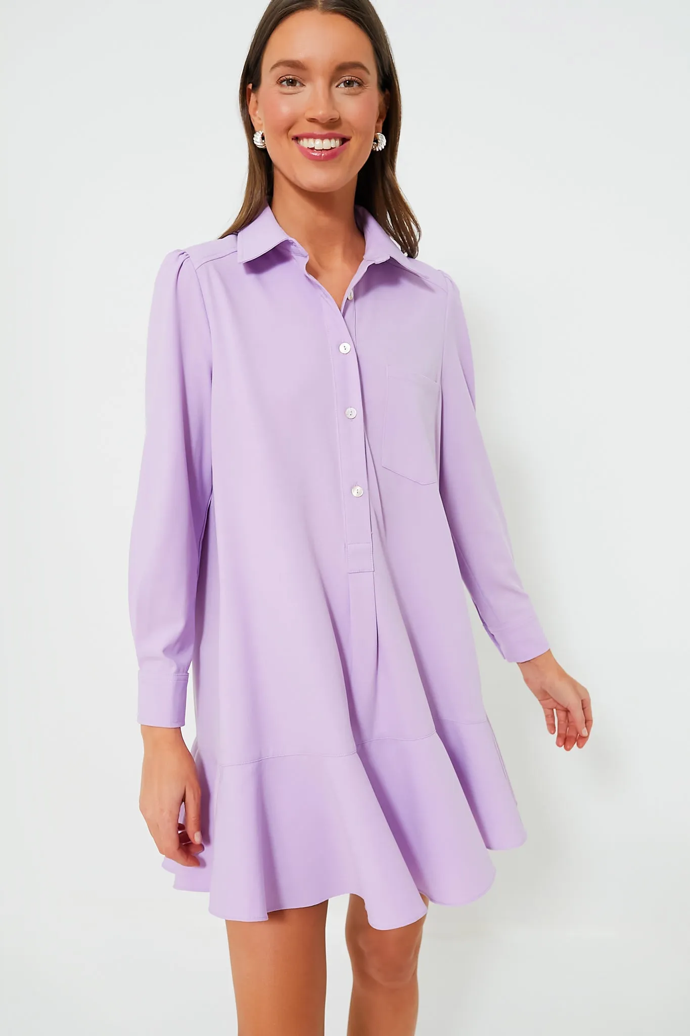 Lilac Crepe Callahan Shirt Dress