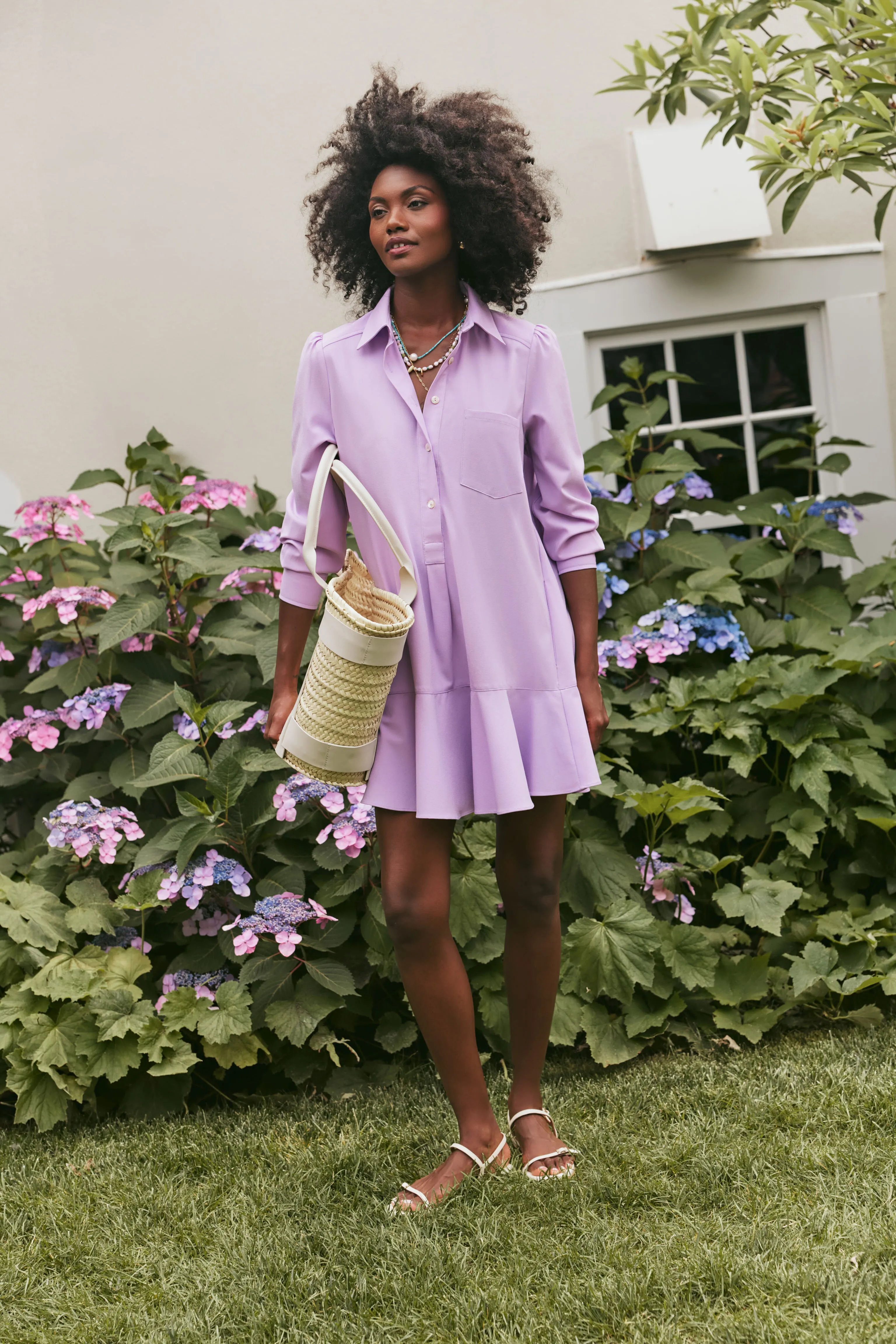 Lilac Crepe Callahan Shirt Dress