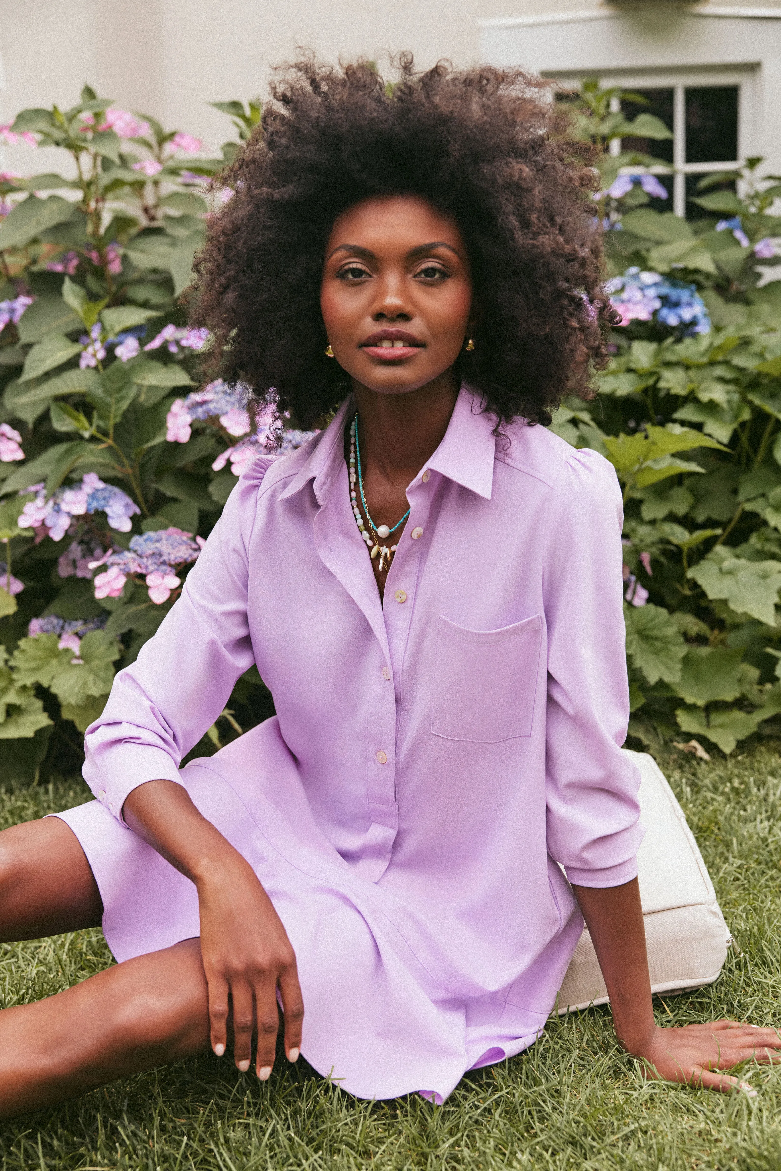 Lilac Crepe Callahan Shirt Dress